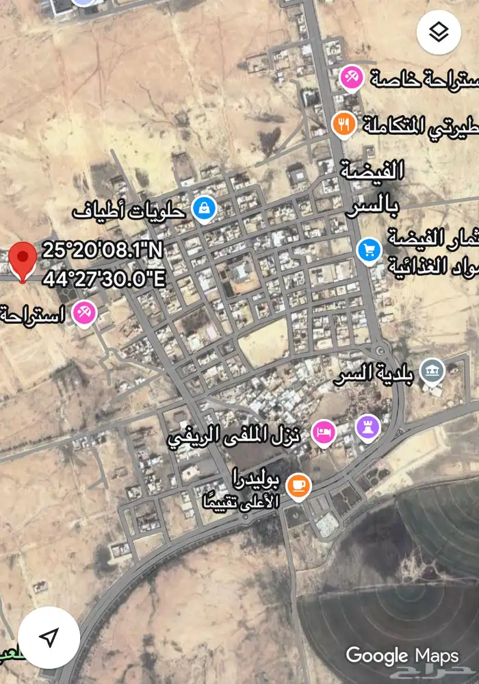 ارض للبيع مركز الفيضه بالسر مساحه 540م شارع 12 جنوبي 1