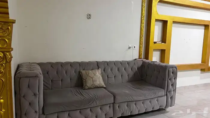 كنب بيج غامق للبيع خمس قطع 1