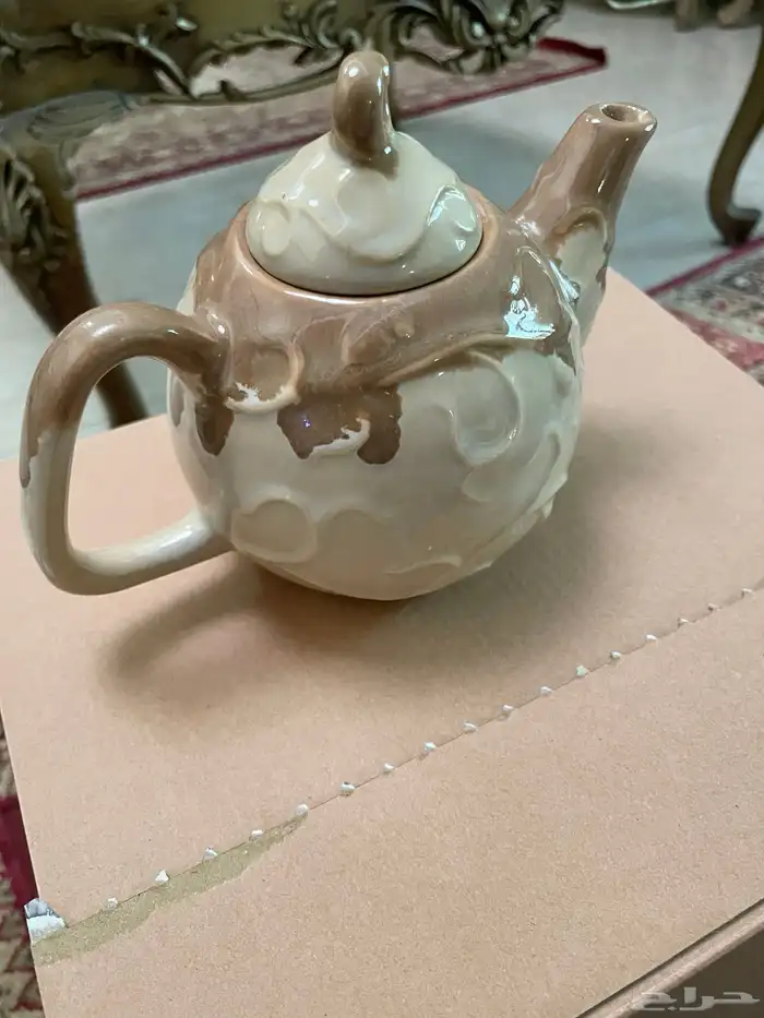 قوري مزخرف بيجCeramic teapot 6