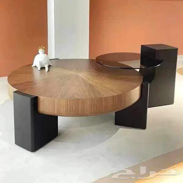 طاولة قهوة مع طاولة جانبية مارغو - بني واسود 2