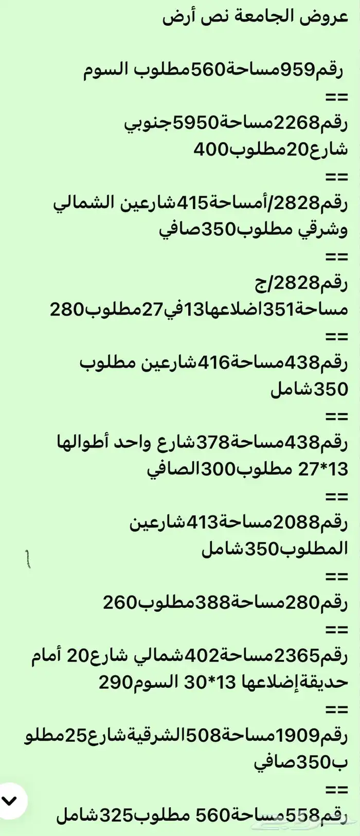 عروض أراضي للبيع في حي الجامعةوشمال الجامعةوالراجحي 0