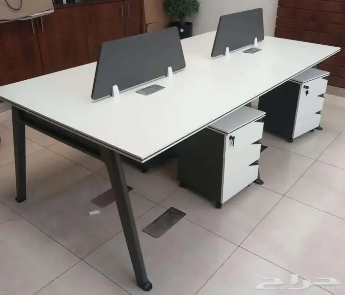 مكتب بارتيشن ثنائي ابيض بارتيشن رباعي ابيض اثاث مكتبي 1