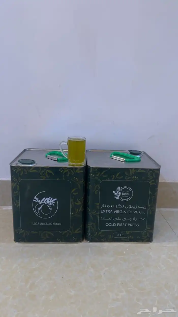 زيت زيتون 8 لتر عصر اليوم مضمون القريات 0