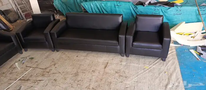 كنب جلد مكتبي اسود فخم 10