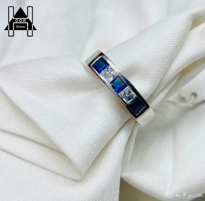 خواتم فضه نسائية راقية وناعمة عيار 925 بفصوص مربعة ملونة 2