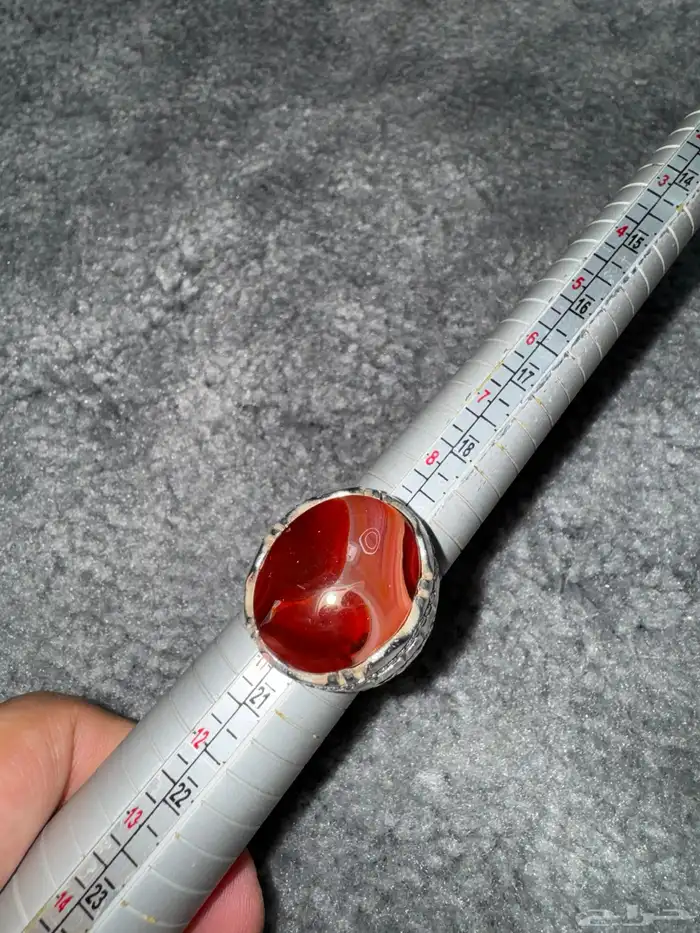 خاتم عقيق يماني احمر 2