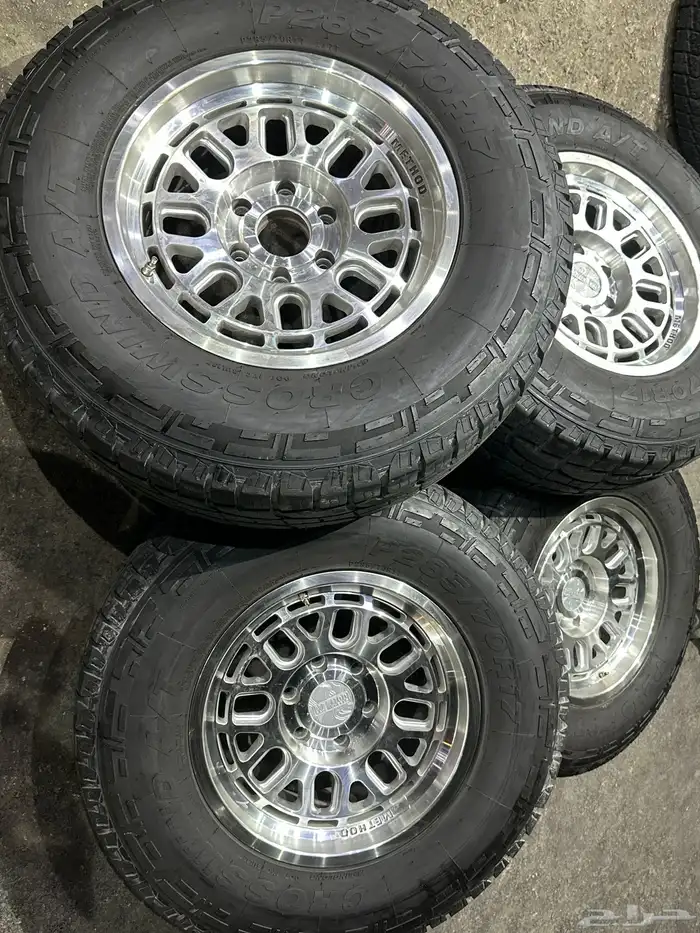 جنوط ميثود نيكل 6 مسمار مع كفرات ربع حجري تيلندي مقاس 17 4