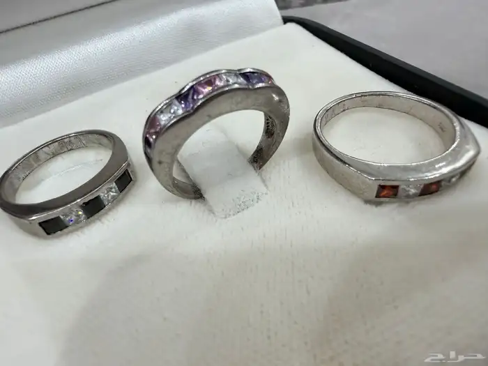 خواتم فضه نسائية راقية وناعمة عيار 925 بفصوص مربعة ملونة 0