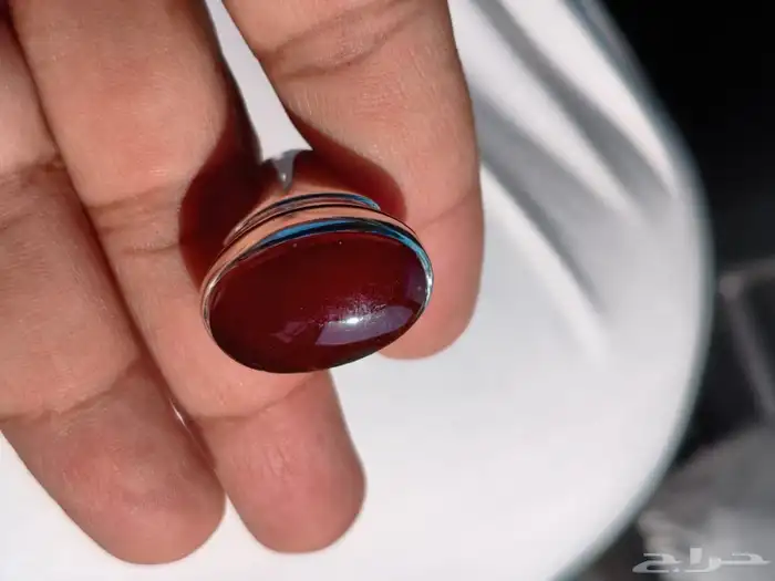 خاتم فضة بحجر العقيق اليماني كرزي تم البيع 3