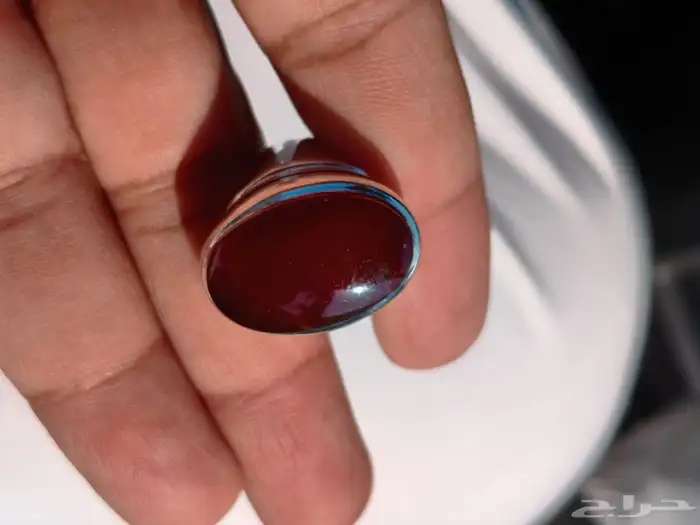 خاتم فضة بحجر العقيق اليماني كرزي تم البيع 4