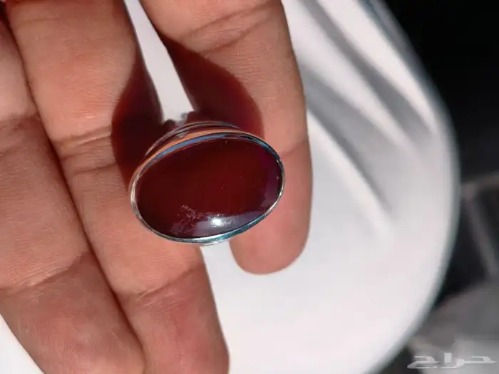 خاتم فضة بحجر العقيق اليماني كرزي تم البيع 2