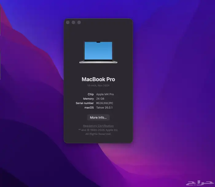 MacBook Pro شريحة Apple M4 Pro مقاس 14 إنش فضي Apple Care 9