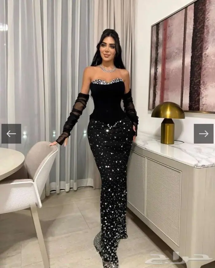 فستان اسود مضاف كورسيه فخم 0