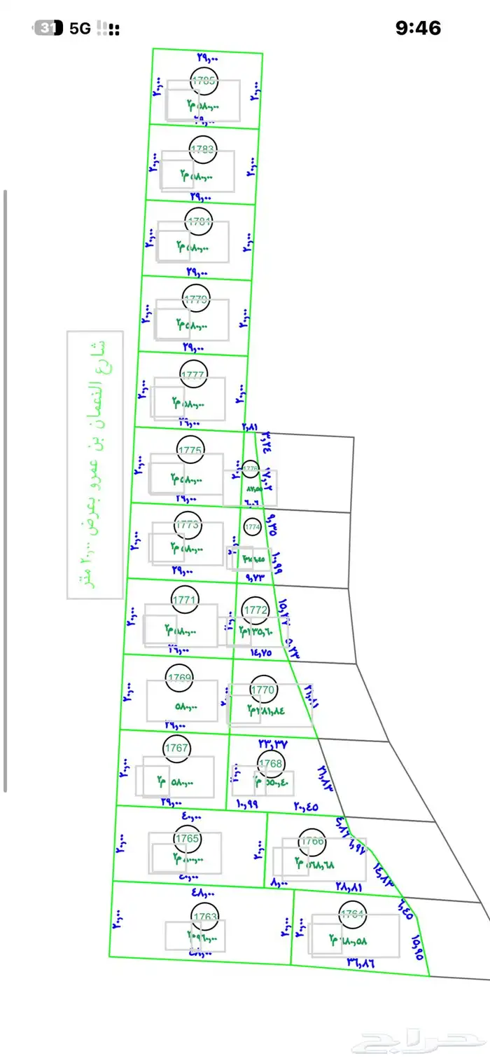 ارض مخطط الحمرا ارض كامله بلك او تجزئه 1