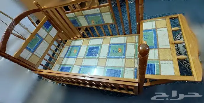 سرير أطفال ( مهد للاطفال ) من خشب تحريك يدوي 3