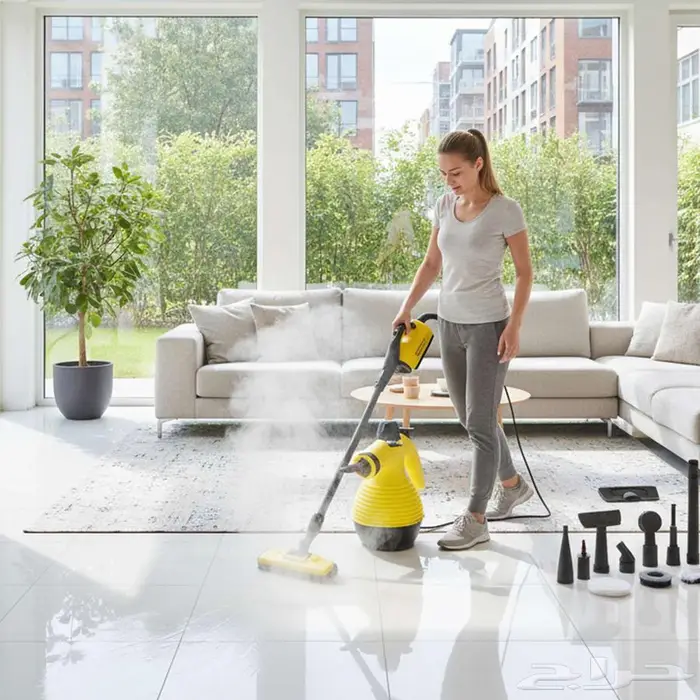 منظف بخار كهربائي بعصا ممتدة و ممسحة بضمان عامين 2