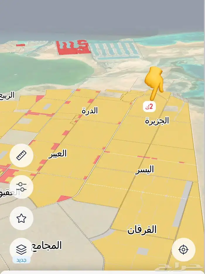 للبيع نص ارض في جوهرة العروس 2ك حي الجزيرة 374م 0