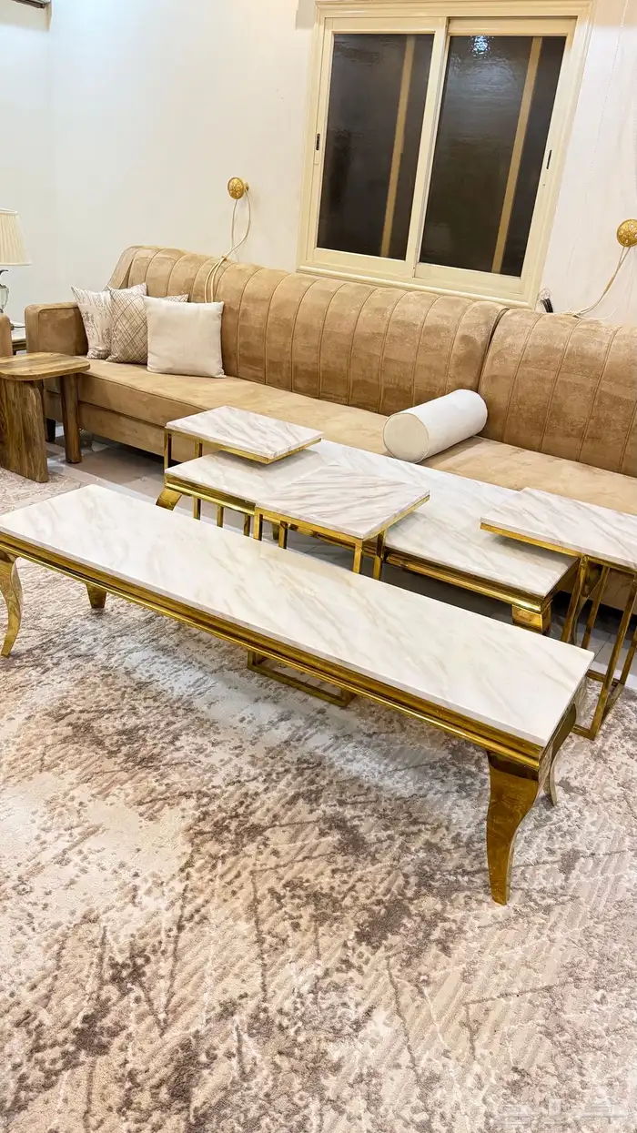 طقم طاولات رخام طاولة قهوه طاولة خدمه طاولة شاشة 0