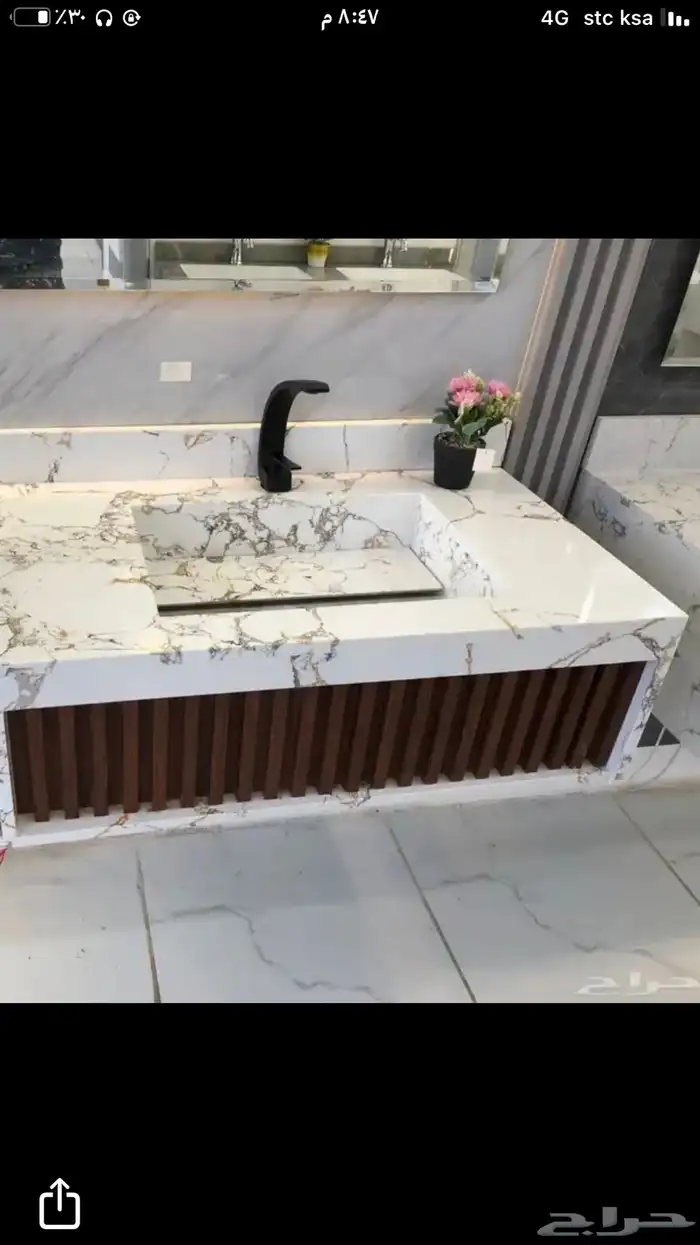 مغاسل رخام طبيعي وصناعة ومطبخ وطولات الانجاز 3ايام مع الت 0