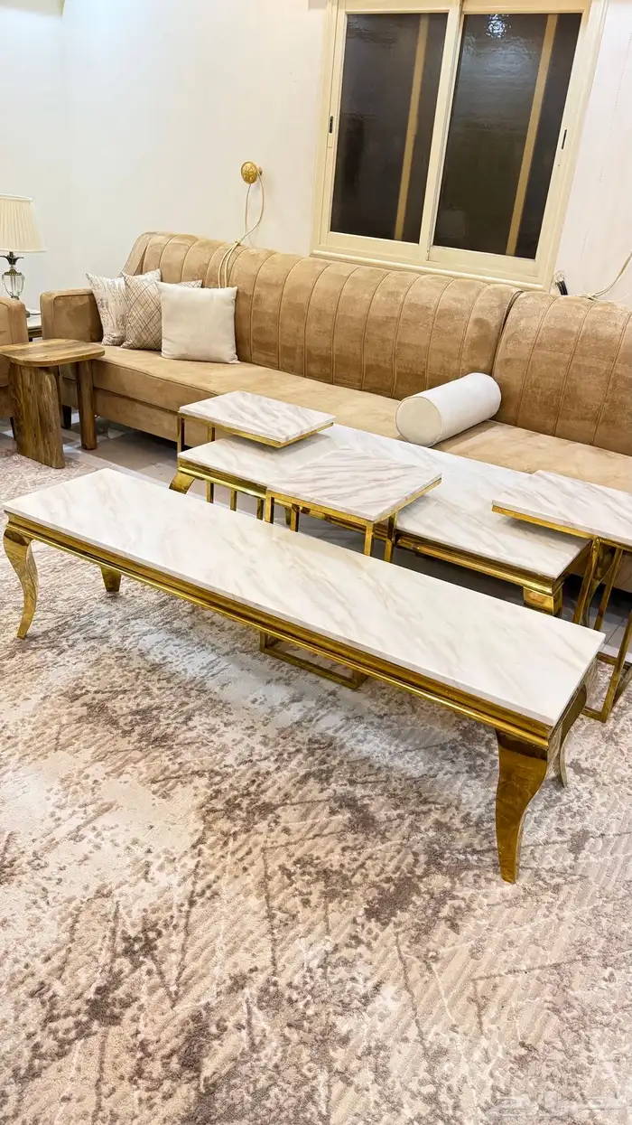 طقم طاولات رخام طاولة قهوه طاولة خدمه طاولة شاشة 1