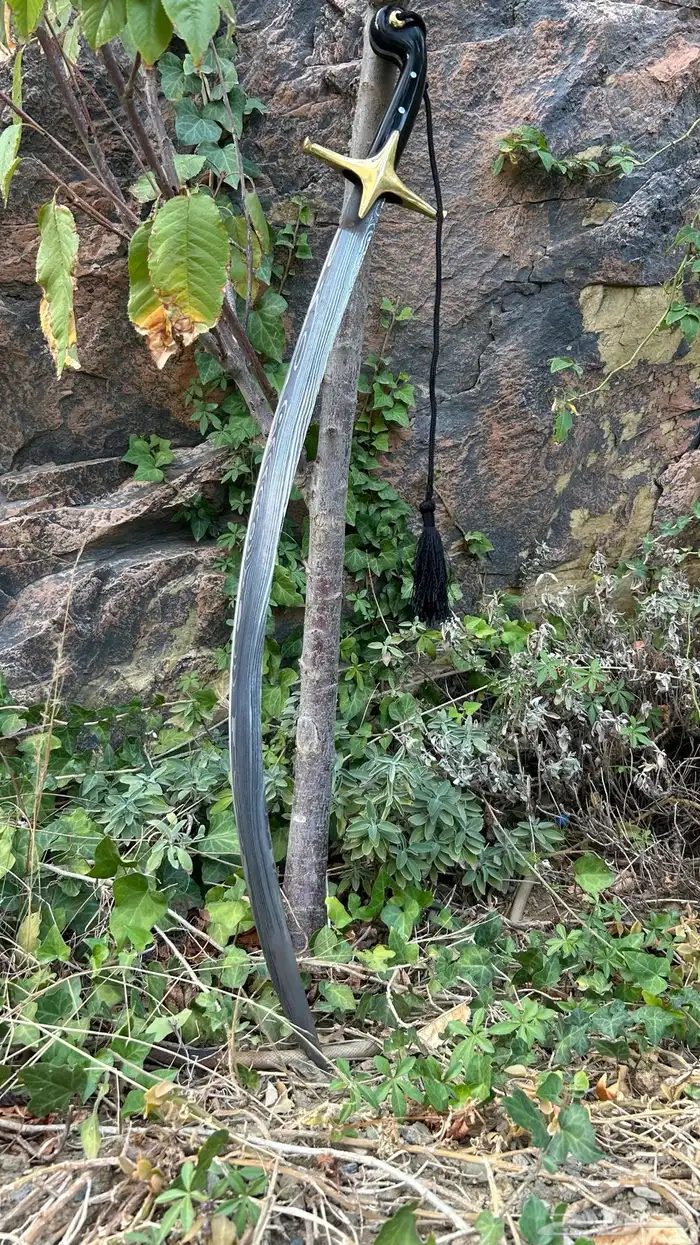 سيف سيوف جوهر تراث نوادر تراثي دمشقي فضه غمد نصل حاد فولاذ 1