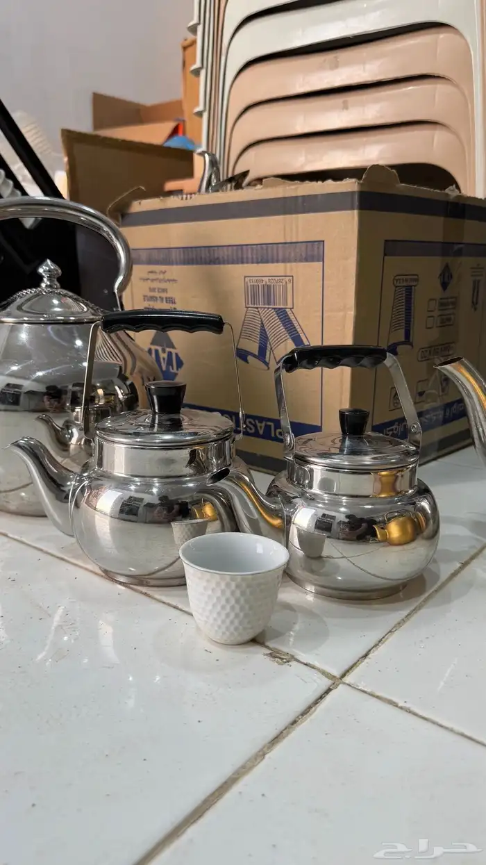 اباريق متنوعه وصنايا تقديم وحافضات شاي كبيره اغراض محل شاهي 1