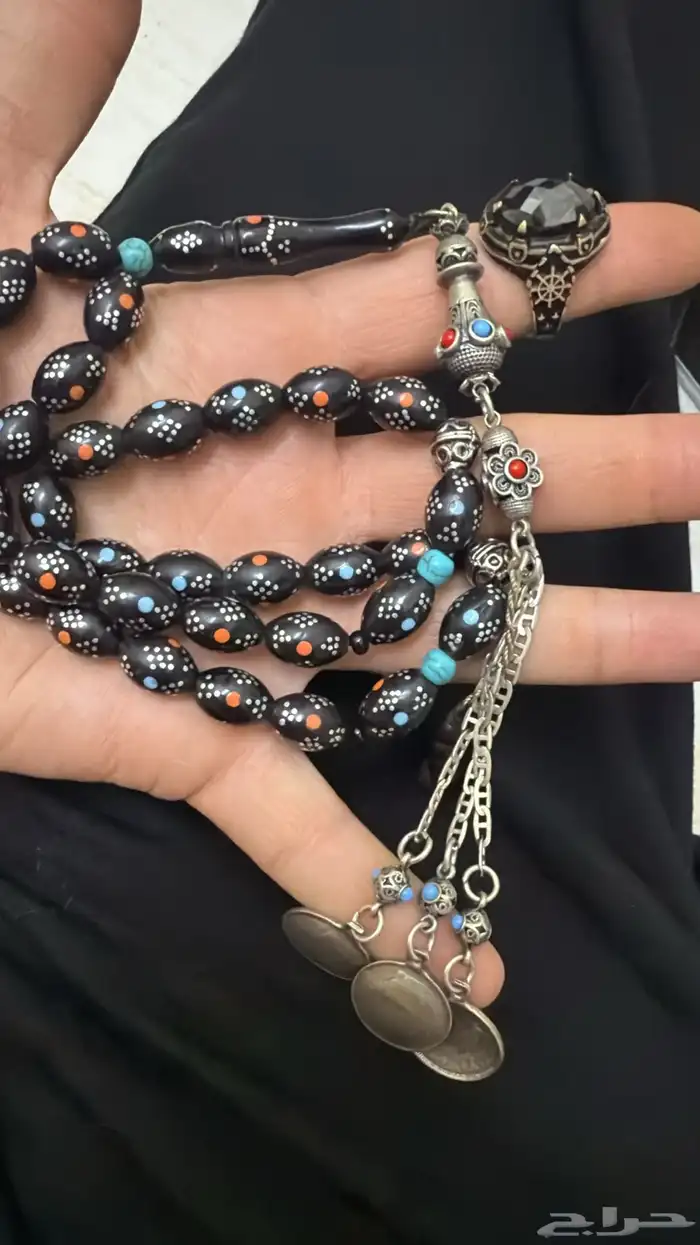 خاتم فضه وسبحة كوك كركوشة فضة 0