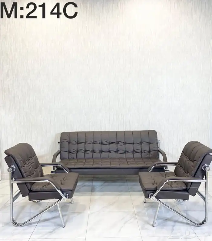 كنب مكتبي جلد أمريكي فخم بني وطني و صيني وصل جديد 3