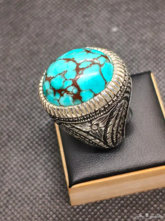 خاتم فضة بحجر الفيروز السيناوي 3