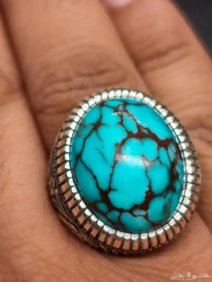 خاتم فضة بحجر الفيروز السيناوي 1