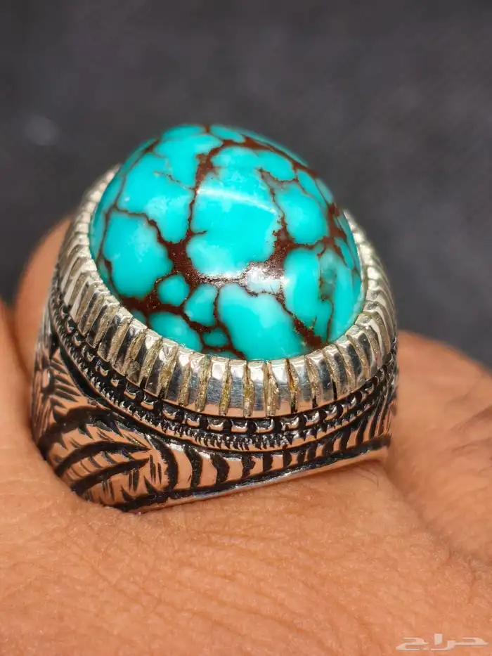 خاتم فضة بحجر الفيروز السيناوي 2