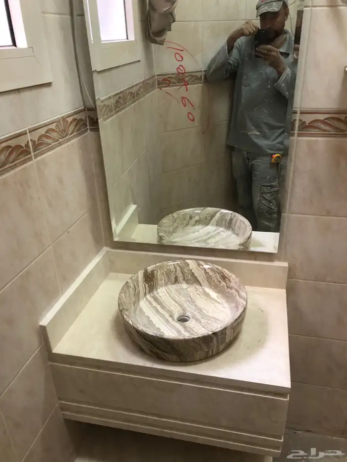 مغاسل رخام طبيعي وصناعة ومطبخ وطولات الانجاز 3ايام مع الت 3