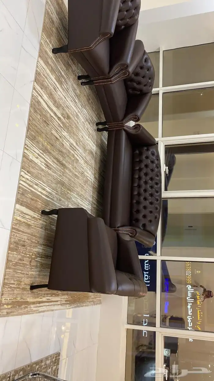 كنب مكتبي جلد أمريكي فخم بني وطني و صيني وصل جديد 2