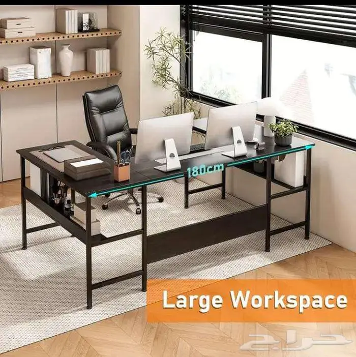 مكتبه طاولة مكتب كبير على حرف U مقاسات 180 100 75 11