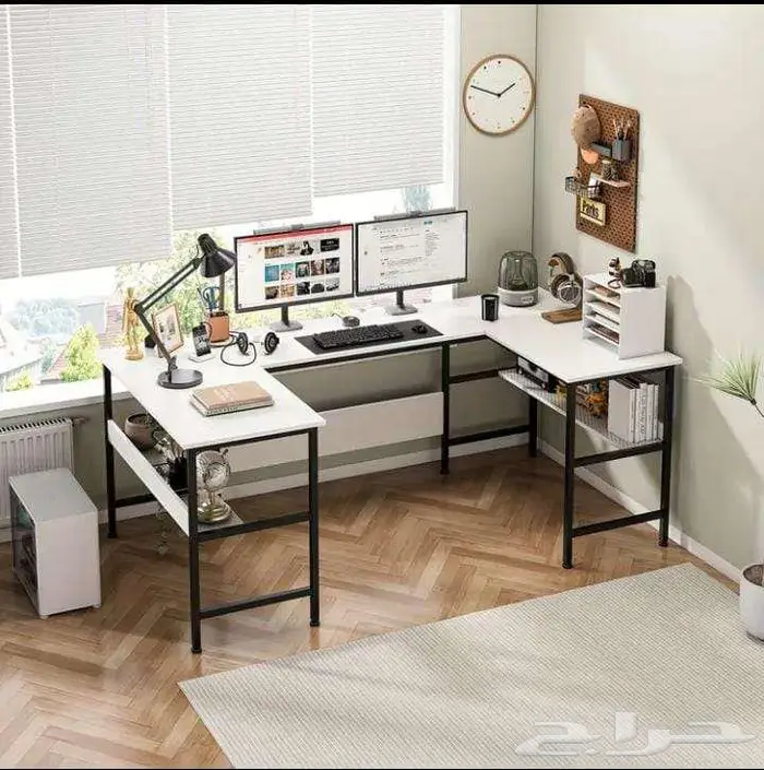 مكتبه طاولة مكتب كبير على حرف U مقاسات 180 100 75 14