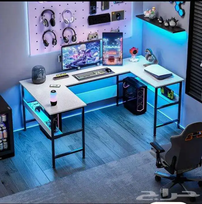 مكتبه طاولة مكتب كبير على حرف U مقاسات 180 100 75 15