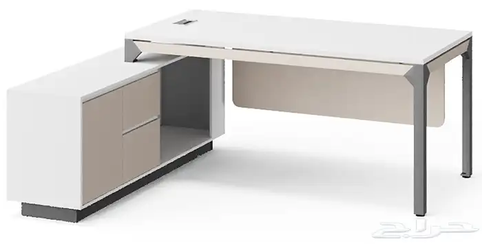 مكاتب لون ابيض بطاوله اجتماع ومكاتب عمل مشتركة 1