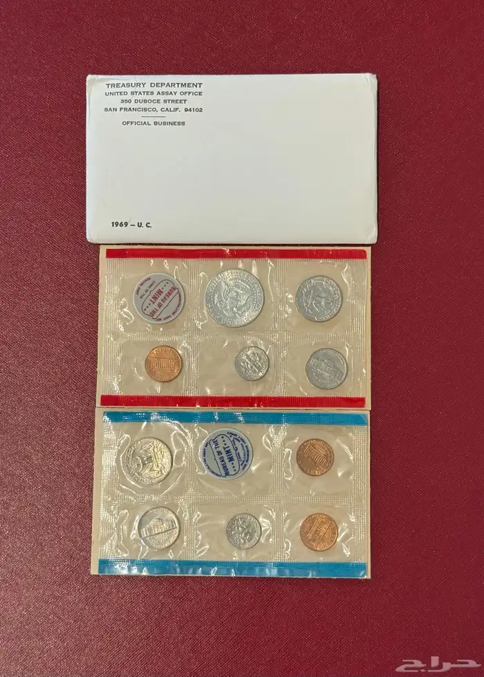 عملات معدنية أمريكية مجموعة عام 1969 P D فيلادلفيا ودنفر 3