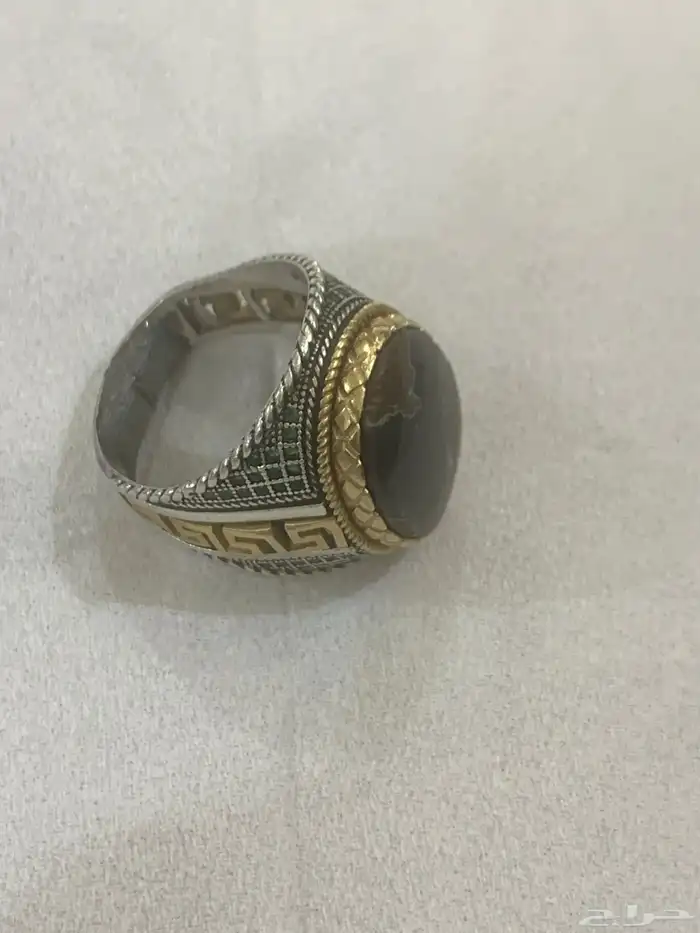 خاتم عقيق خرايطي وارد اليمن صناعة الصايغ روني مصبوب رصاص 0