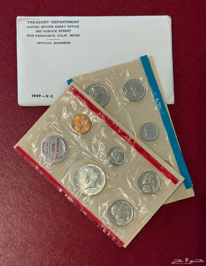 عملات معدنية أمريكية مجموعة عام 1969 P D فيلادلفيا ودنفر 5