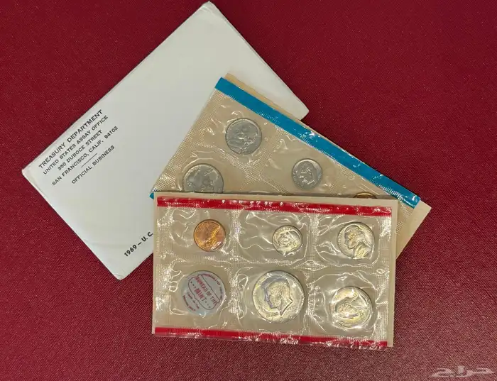 عملات معدنية أمريكية مجموعة عام 1969 P D فيلادلفيا ودنفر 4