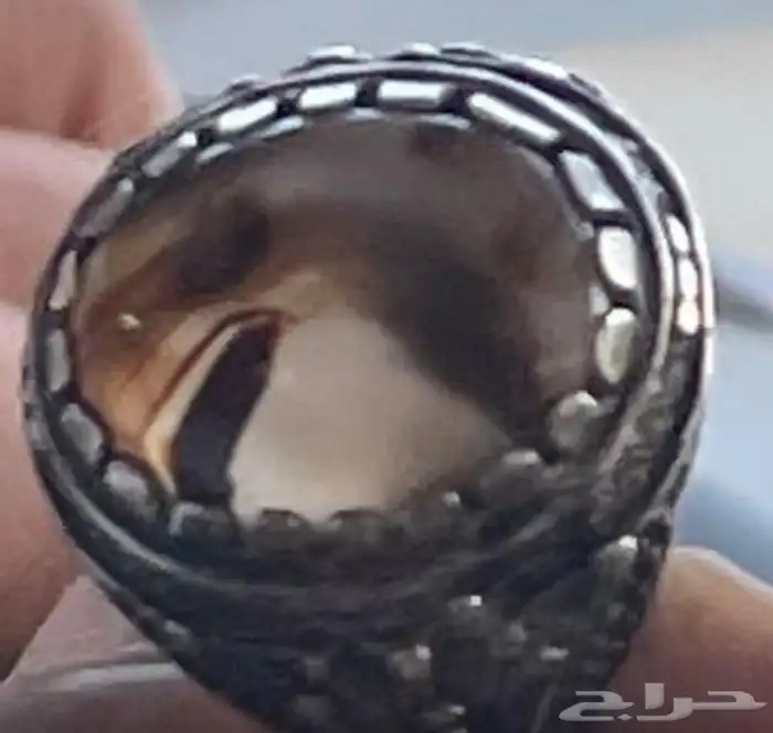 خاتم فضة مع حجر عقيق سليمان بصورة طائر الهدهد 1