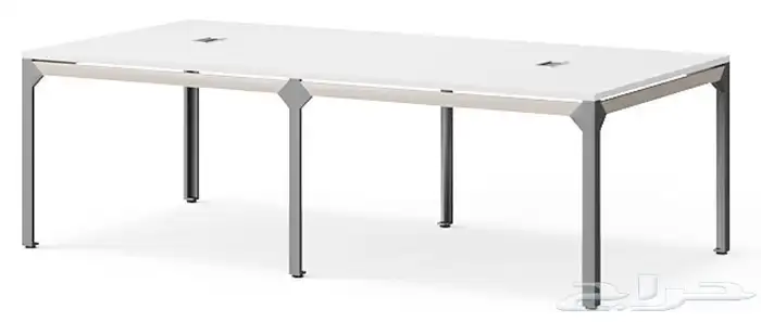 مكاتب لون ابيض بطاوله اجتماع ومكاتب عمل مشتركة 12