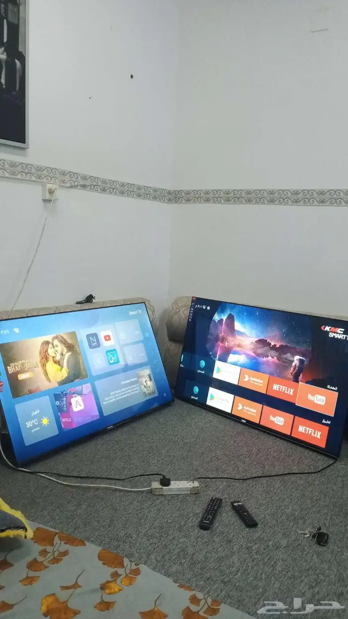 عدد 2شاشات 55بوصه يوتيوب ونتفلكس وشاهد 0
