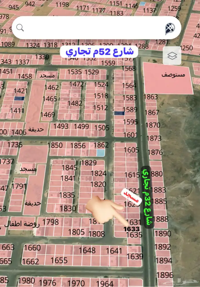 ارض تجارية بمخطط ولي العهد 2 داخل حد الحرم شارع 32م 2