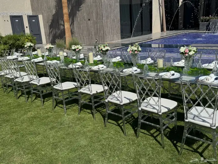 تأجير طاوله طعام كراسي شفاف. طاولات بوفيه 0