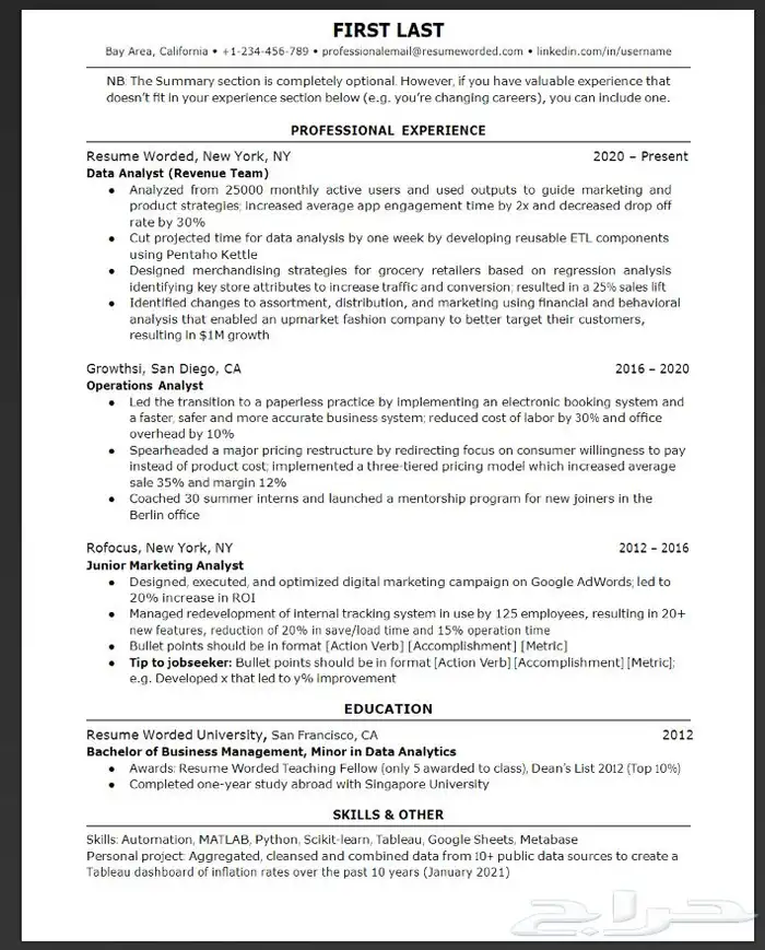 تصميم سيرة ذاتية ATS 1