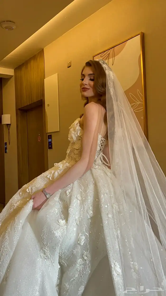 فستان عروس مع جيبون والطرحة 0