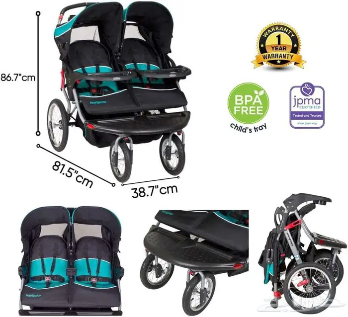 للبيع عربة أطفال توأم ماركة بيبي ترند 3