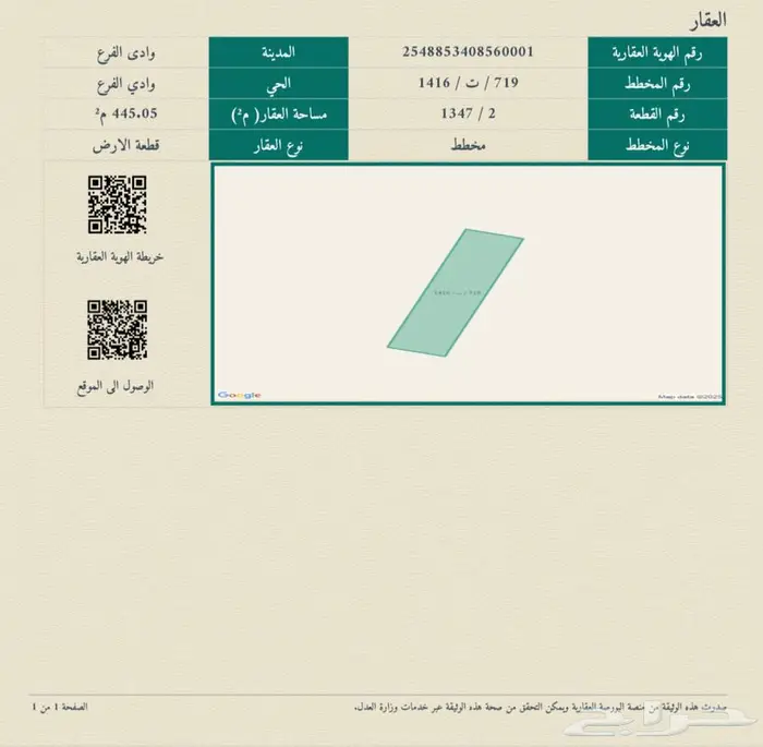 ارض في وادي الفرع ب 49 الف 3